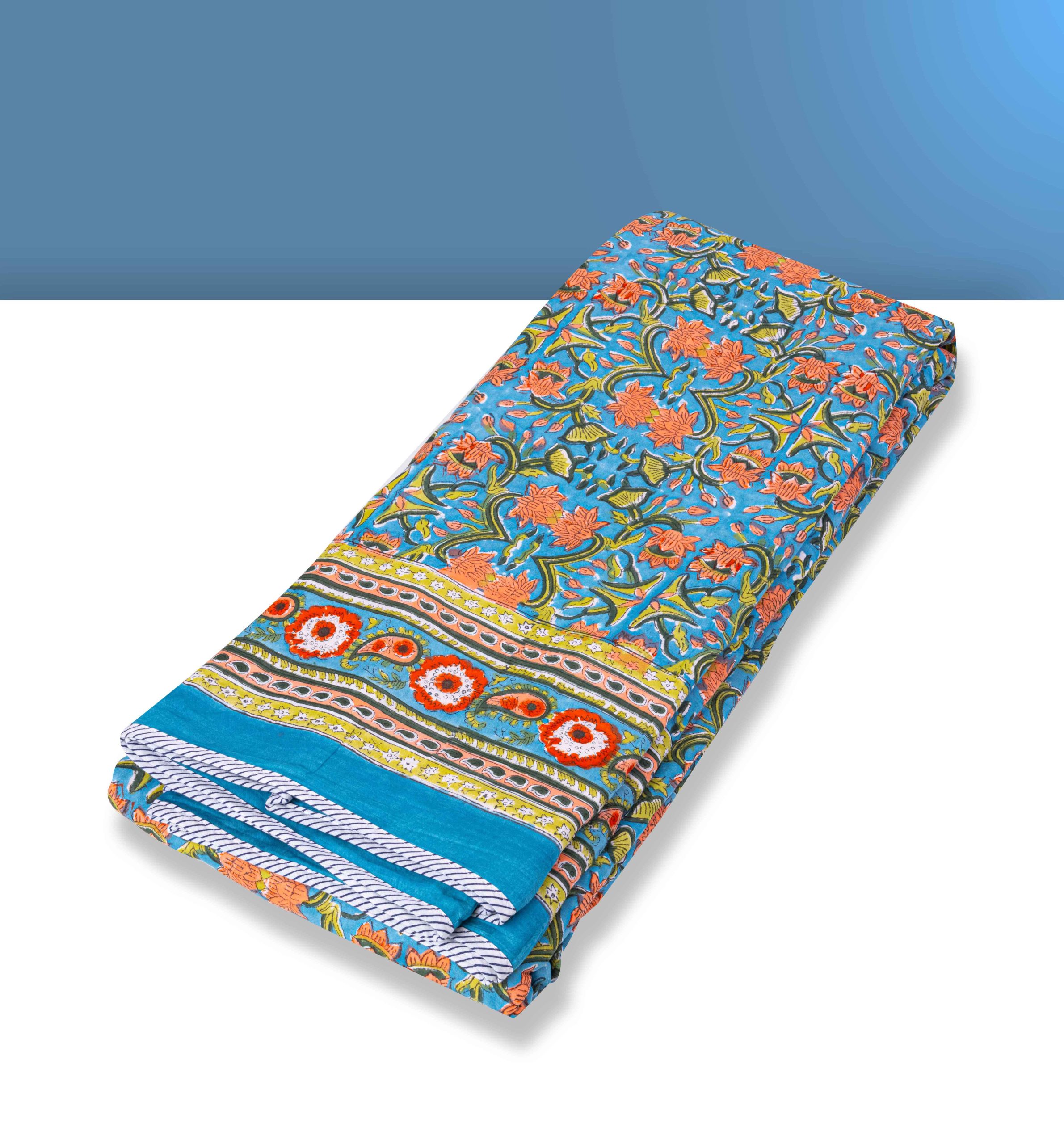 Cotton Dohar with Floral & Geometric Printed-Aaroha Living