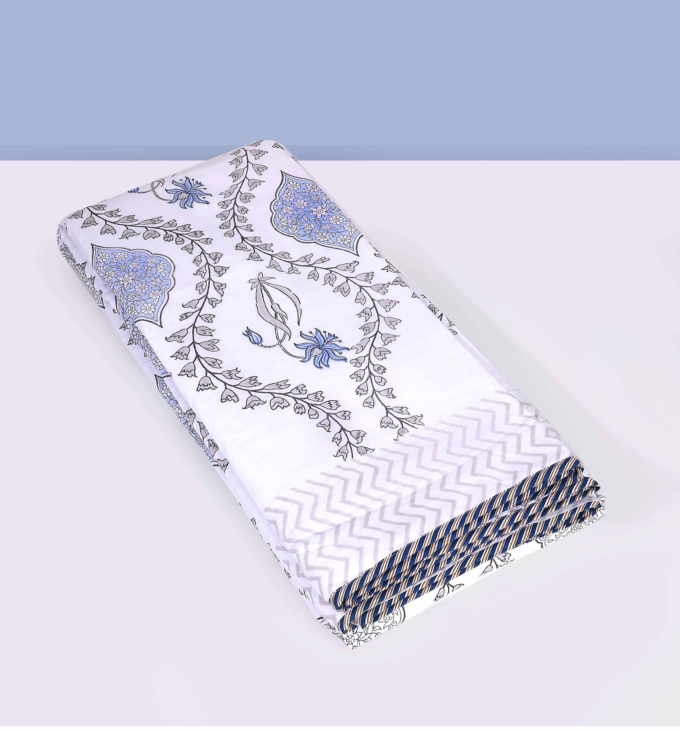 Cotton Dohar with Floral & Geometric Printed-Aaroha Living