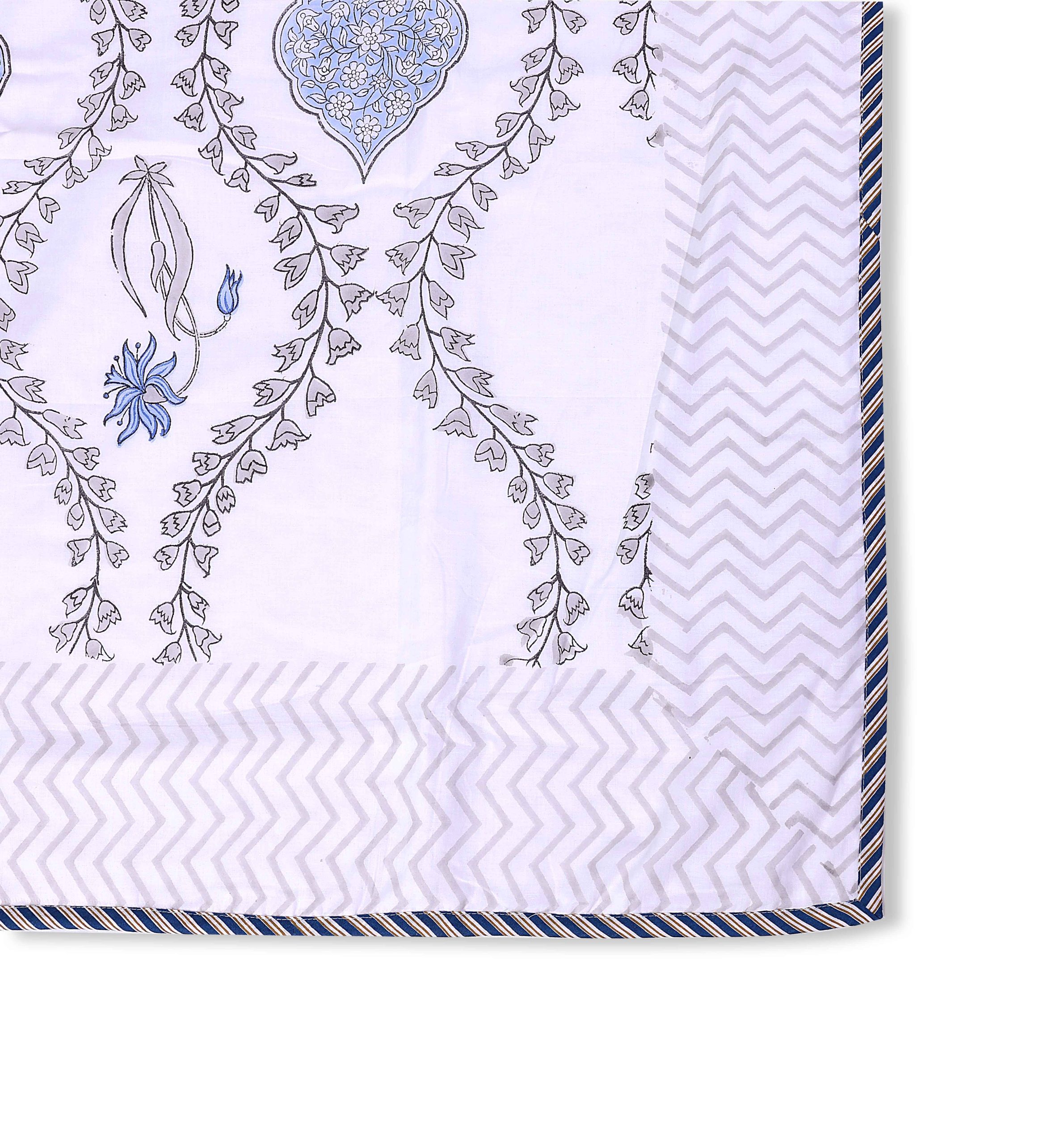 Cotton Dohar with Floral & Geometric Printed-Aaroha Living