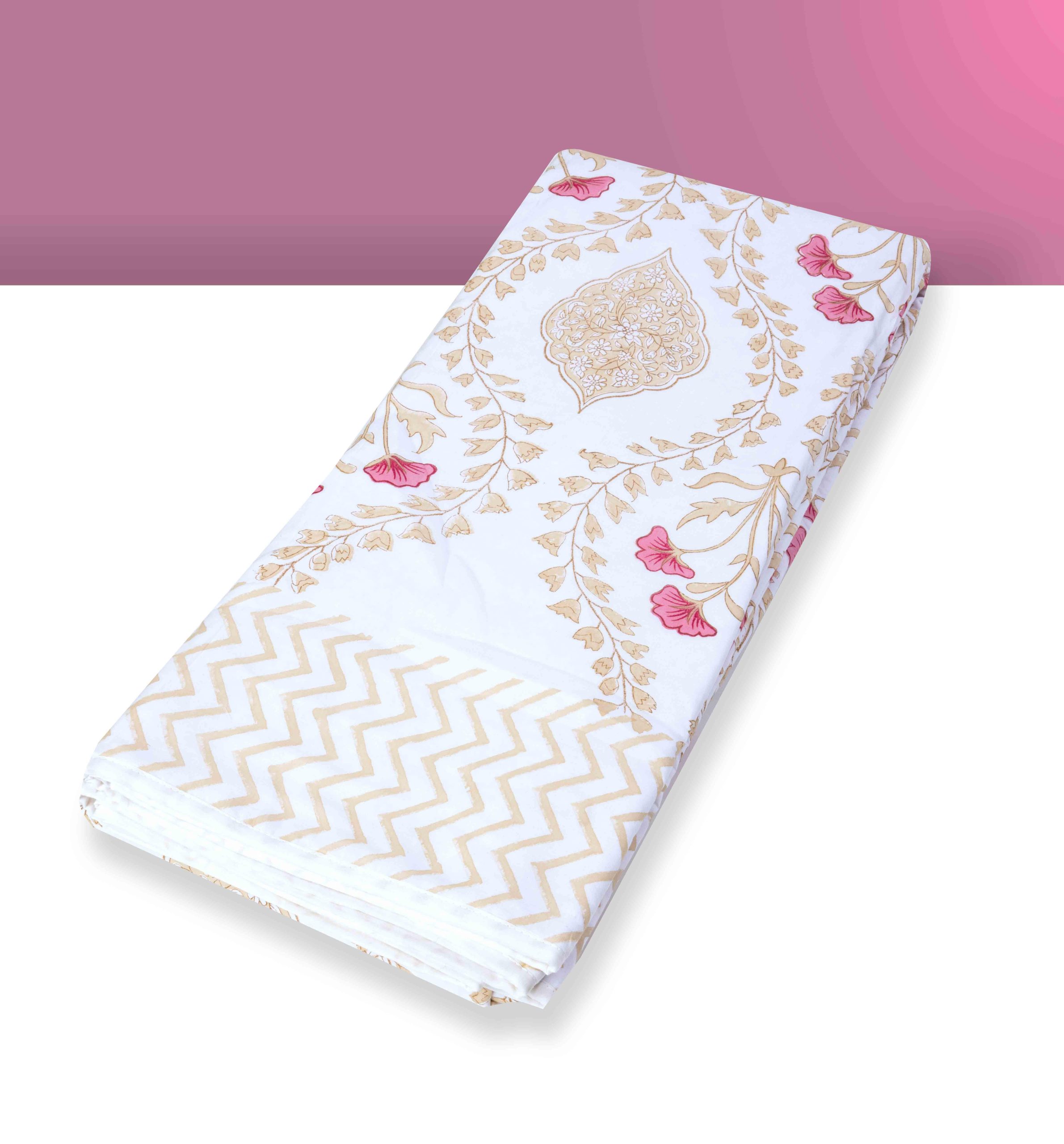 Cotton Dohar with Floral & Geometric Printed-Aaroha Living