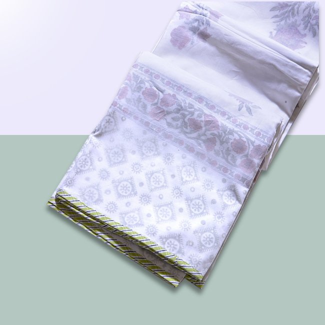 Cotton Dohar with Floral & Geometric Printed-Aaroha Living