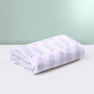 Cotton Dohar with Floral & Geometric Printed-Aaroha Living
