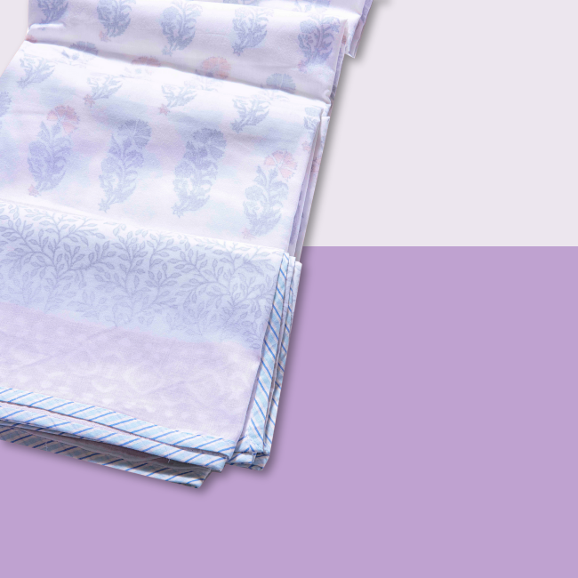 Cotton Dohar with Floral & Geometric Printed-Aaroha Living