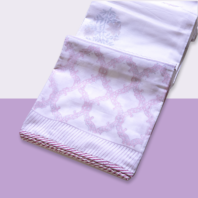 Cotton Dohar with Floral & Geometric Printed-Aaroha Living