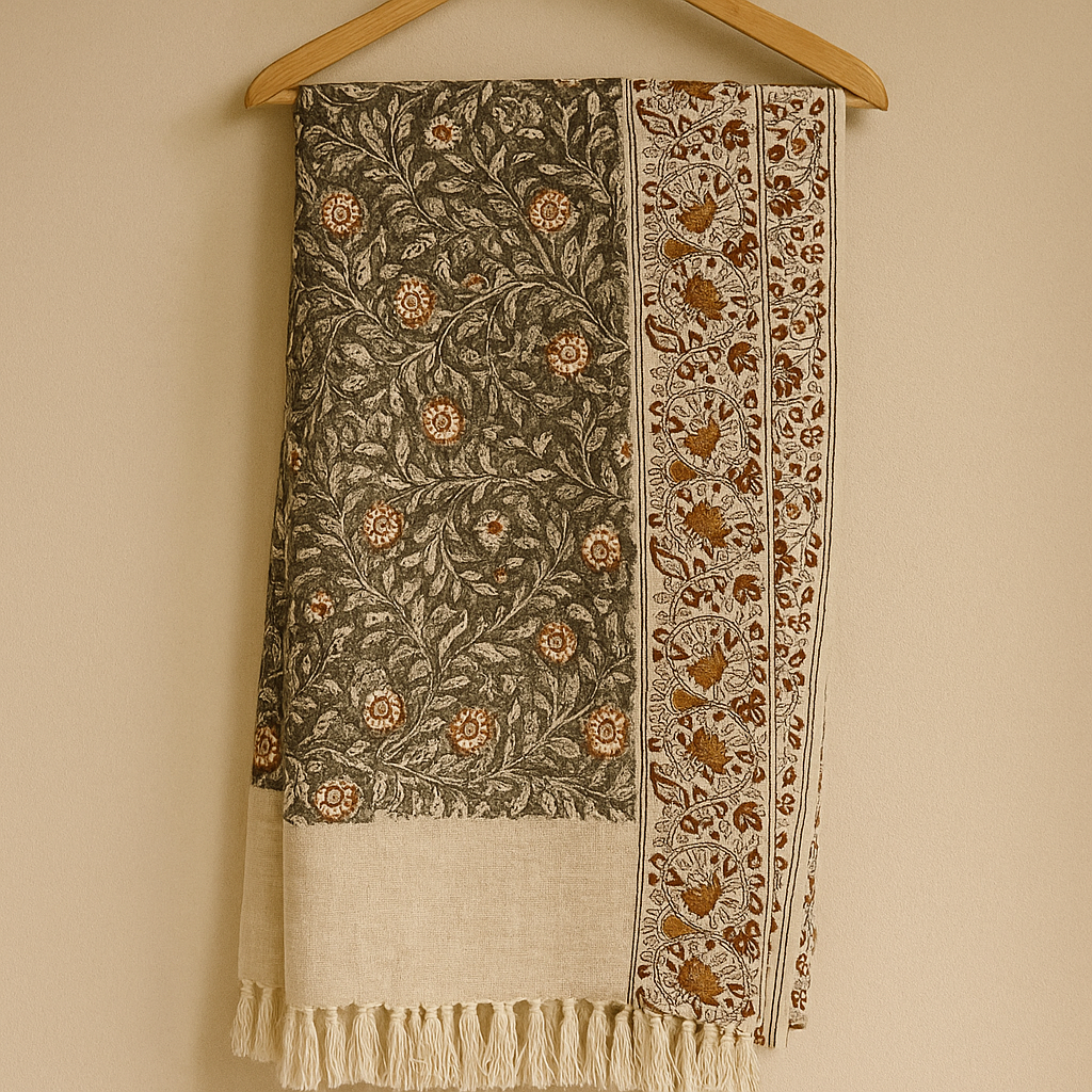 Handwoven Cotton Throw Blanket with Tassels-Aaroha Living