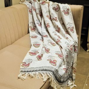 Handwoven Cotton Throw Blanket with Tassels-Aaroha Living