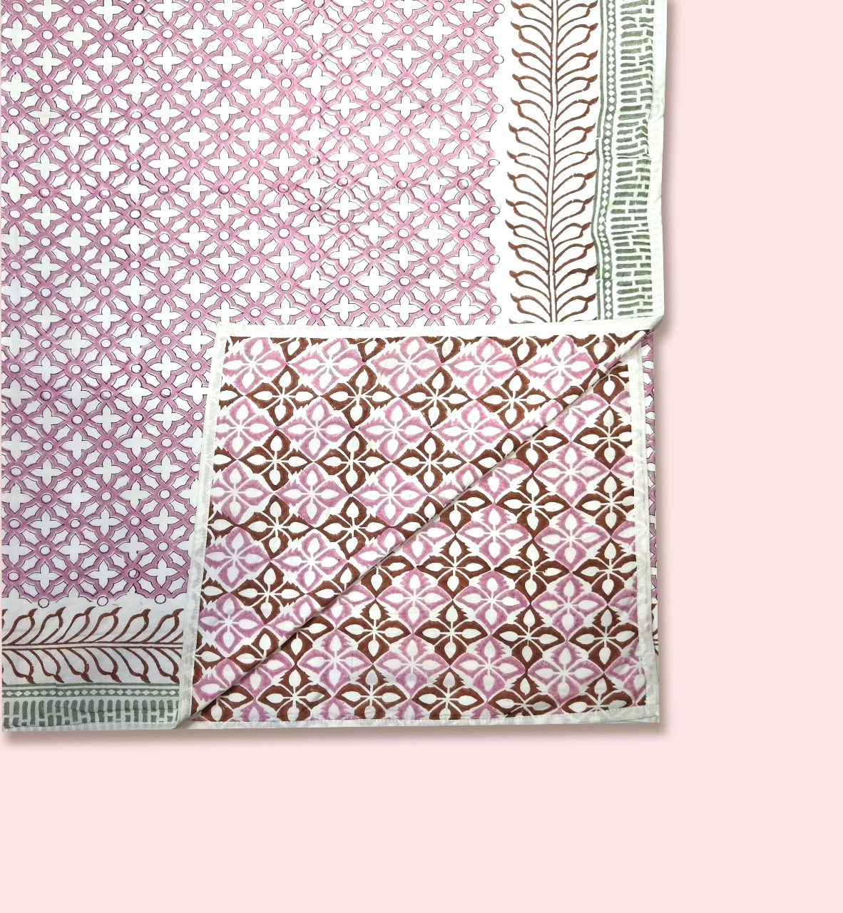 Cotton Dohar with Floral & Geometric Printed-Aaroha Living