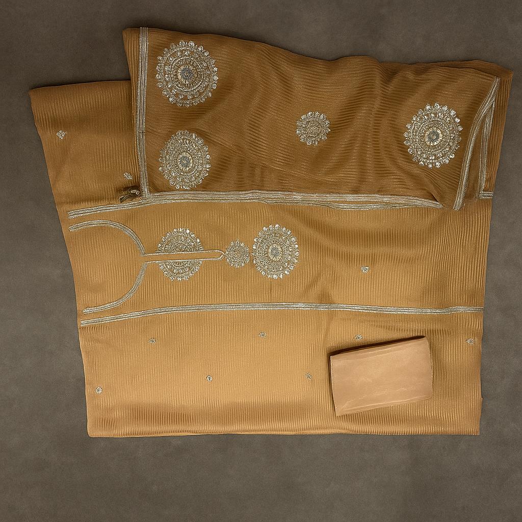 Noor-E-Gota – Peach Tissue Elegance Unstitched Suit-Aaroha Living