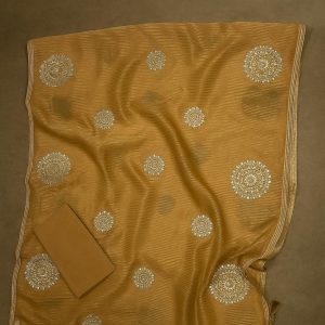 Noor-E-Gota – Peach Tissue Elegance Unstitched Suit-Aaroha Living