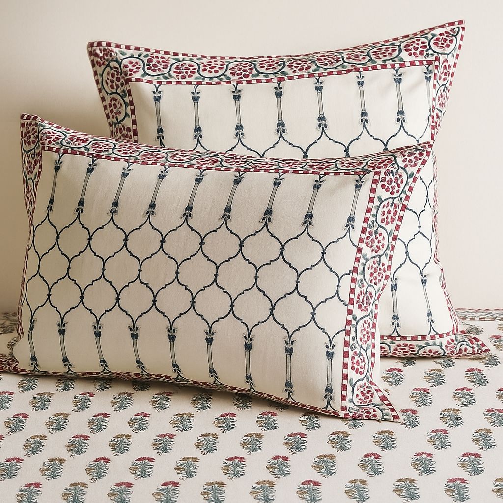 Cotton Block Print Bedsheet-Aaroha Living