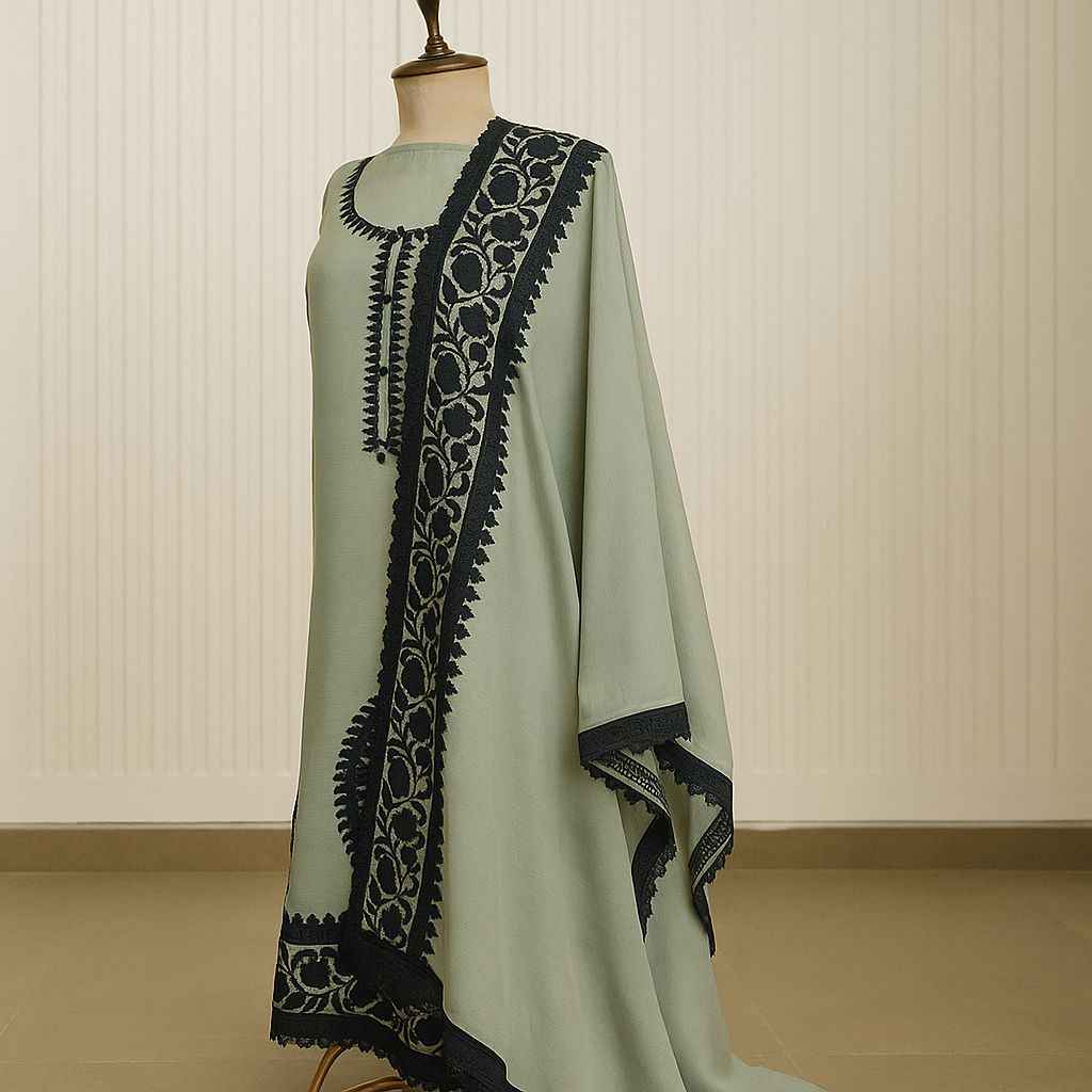 Kaari Aabroo - Green Muslin Unstitched Suit-Aaroha Living