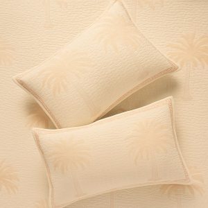 White Quilted Bedcover with Tree Motifs-Aaroha Living