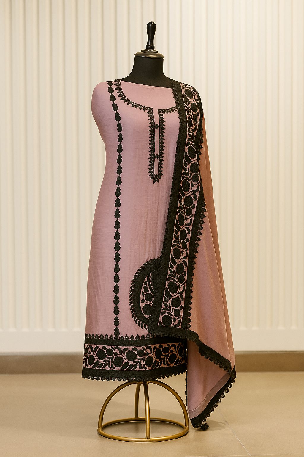 Kaari Aabroo - Pink Muslin Unstitched Suit-Aaroha Living