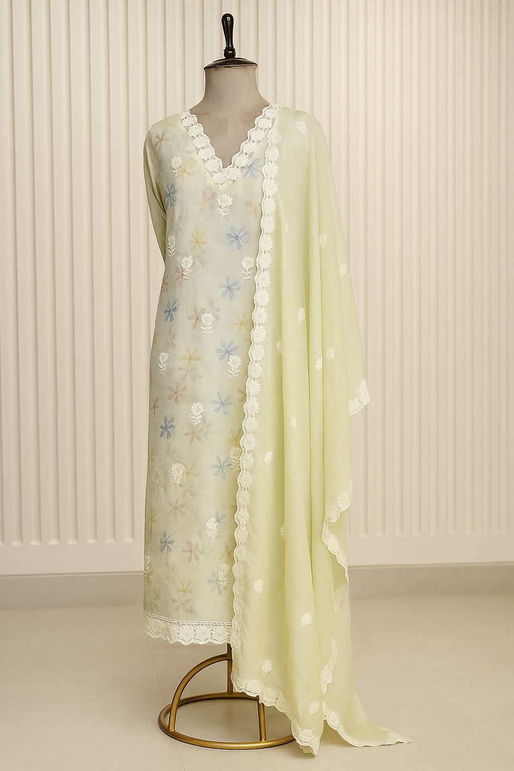 Vrinda Vastra - Pastel Green Unstitched Suit-Aaroha Living
