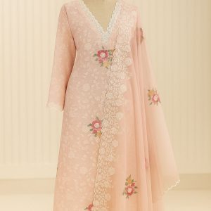 Gulaabo Nazakat - Pink Kota Unstitched Suit-Aaroha Living