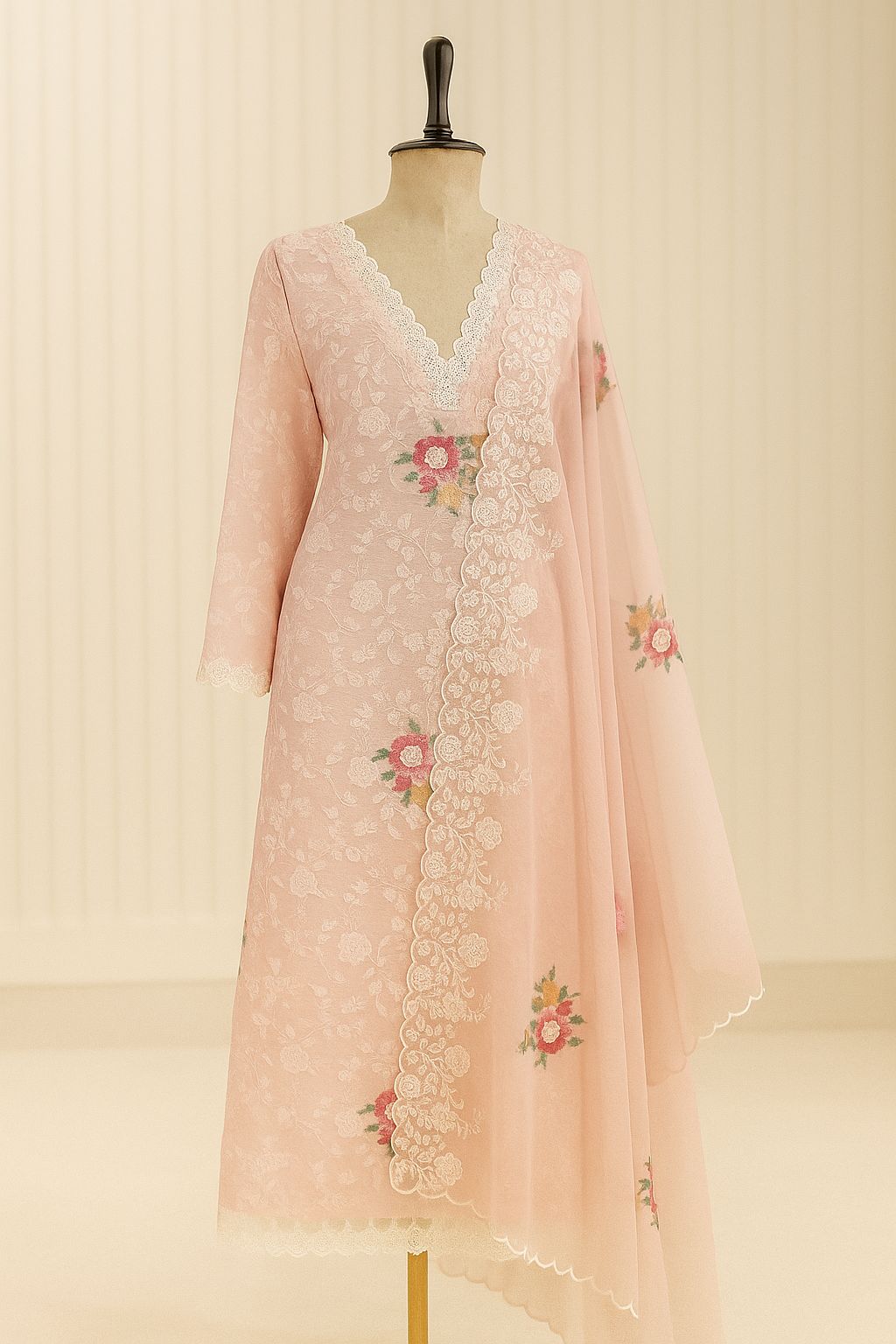 Gulaabo Nazakat - Pink Kota Unstitched Suit-Aaroha Living