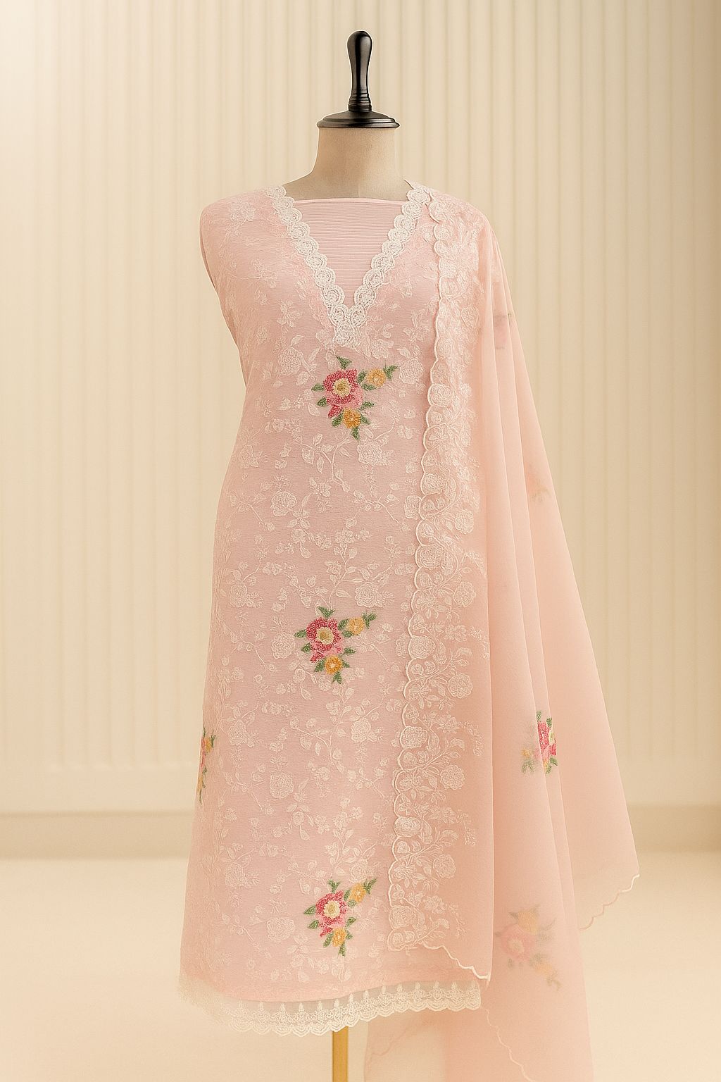 Gulaabo Nazakat - Pink Kota Unstitched Suit-Aaroha Living