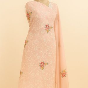 Gulaabo Nazakat - Pink Kota Unstitched Suit-Aaroha Living