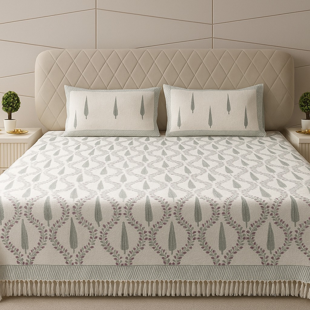 Bageecha Slub Cotton Bedcover-Aaroha Living