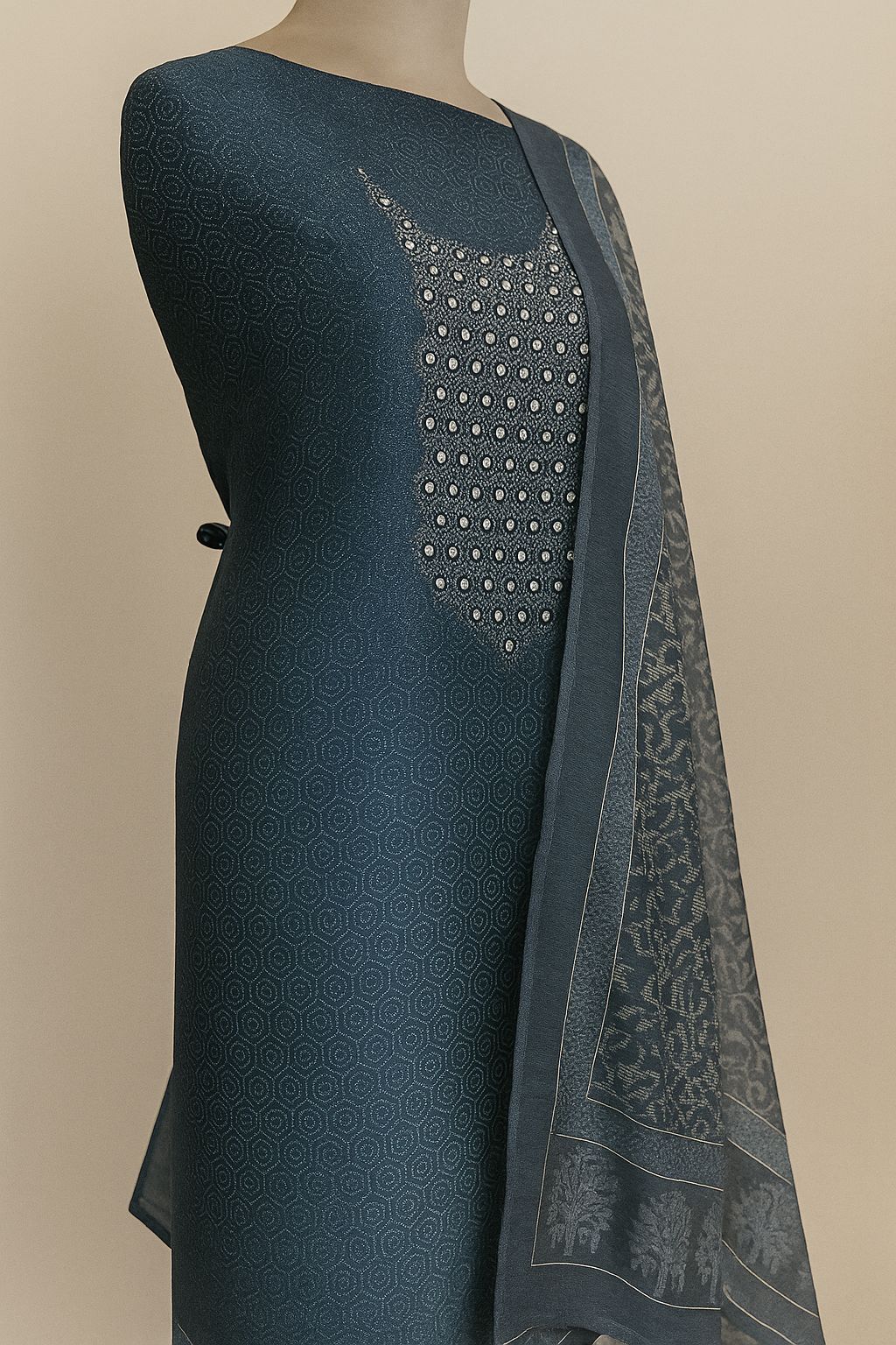 Neelkamal - The Royal Blue Tissue Unstitched Suit-Aaroha Living