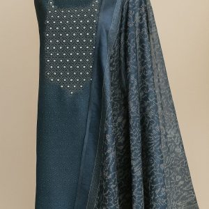 Neelkamal - The Royal Blue Tissue Unstitched Suit-Aaroha Living