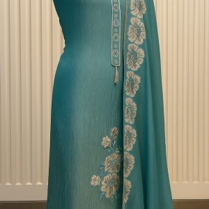 Phool-Sa Nazara - Sky Blue Tissue Unstitched Suit-Aaroha Living