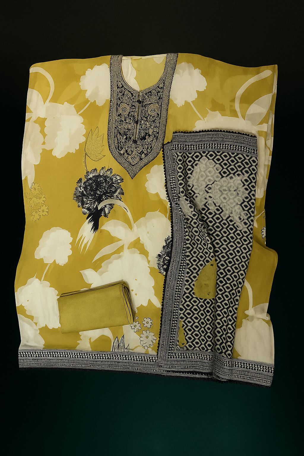 Bloom in Sunshine - Sunny yellow Muslin Unstitched Suit-Aaroha Living