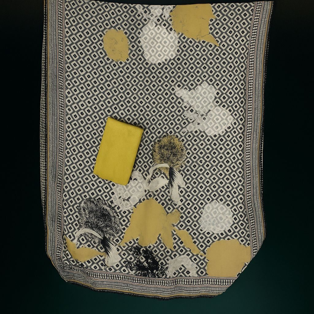 Bloom in Sunshine - Sunny yellow Muslin Unstitched Suit-Aaroha Living