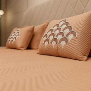 Rust Embroidered Bedcover Set- Aaroha Living
