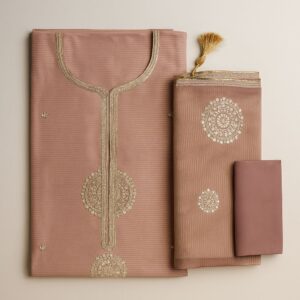 Noor-E-Gota – Peach Tissue Elegance Unstitched Suit-Aaroha Living
