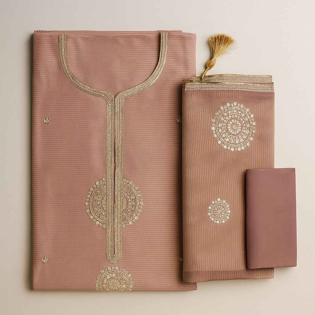 Noor-E-Gota – Peach Tissue Elegance Unstitched Suit-Aaroha Living