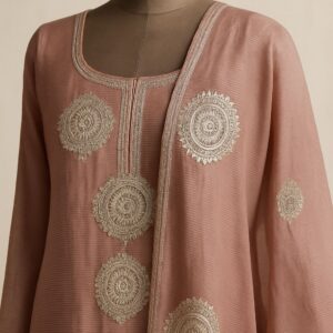 Noor-E-Gota – Peach Tissue Elegance Unstitched Suit-Aaroha Living