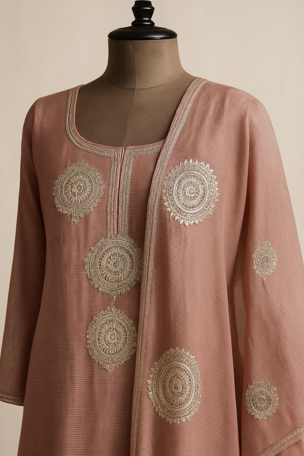 Noor-E-Gota – Peach Tissue Elegance Unstitched Suit-Aaroha Living