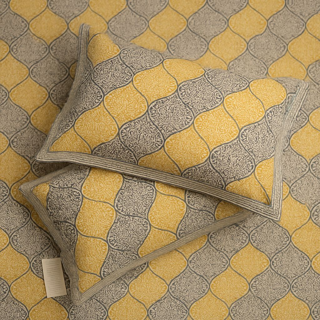 Cotton block print bedsheet-Aaroha Living