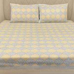 Cotton block print bedsheet-Aaroha Living