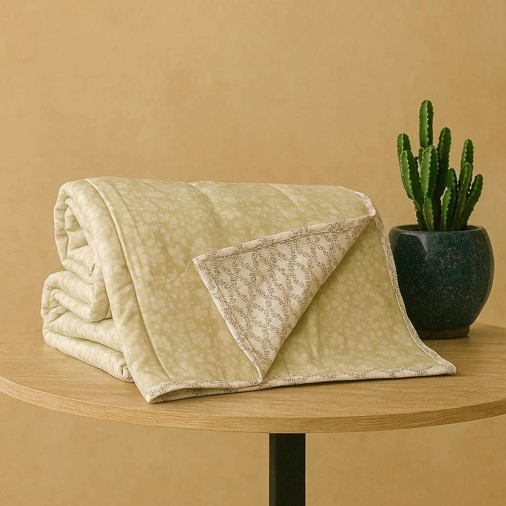 Cotton Dohar with Two Side Floral Prints-Aaroha Living