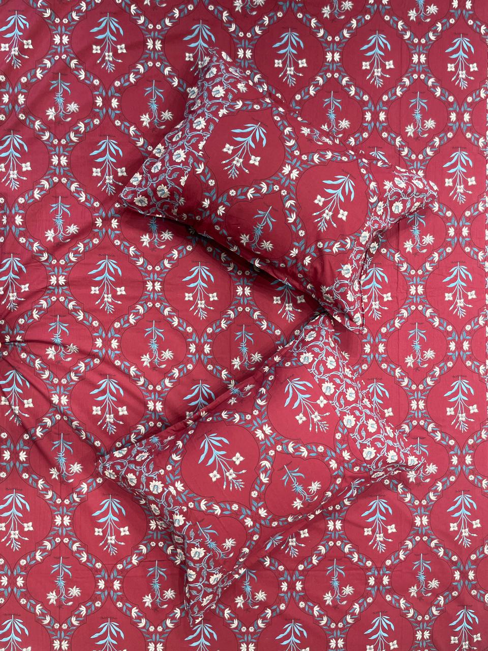 Cotton Block Print Bedsheet-Aaroha Living Cotton Block Print Bedsheet-Aaroha Living