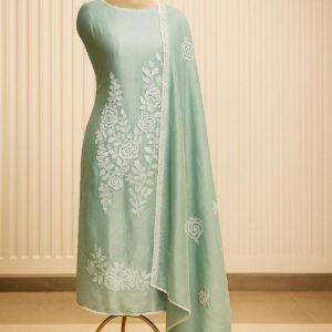 Phoolvika - Blue Tissue Unstitched Suit-Aaroha Living