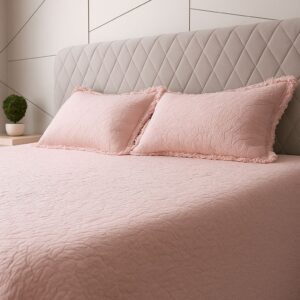 Feather Beige Frill Bedcover-Aaroha Living