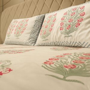 Cotton Block Print Bedsheet-Aaroha Living