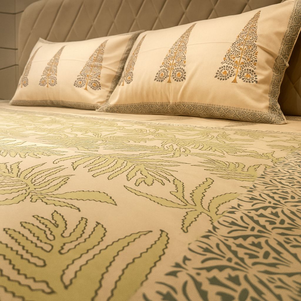 Cotton Block Print Bedsheet-Aaroha Living