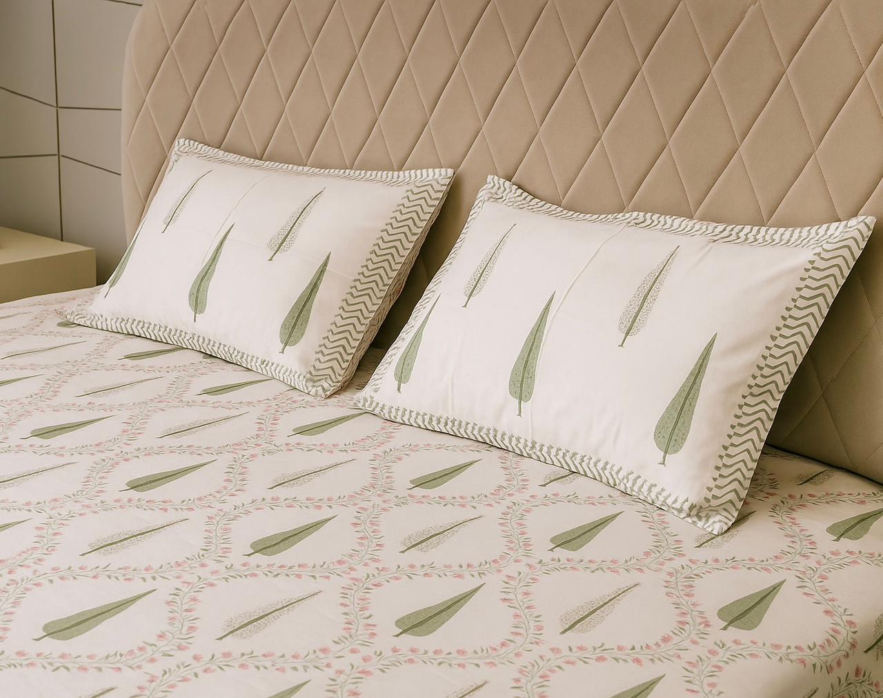 Cotton Block Print Bedsheet-Aaroha Living
