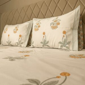 Cotton Block Print Bedsheet-Aaroha Living