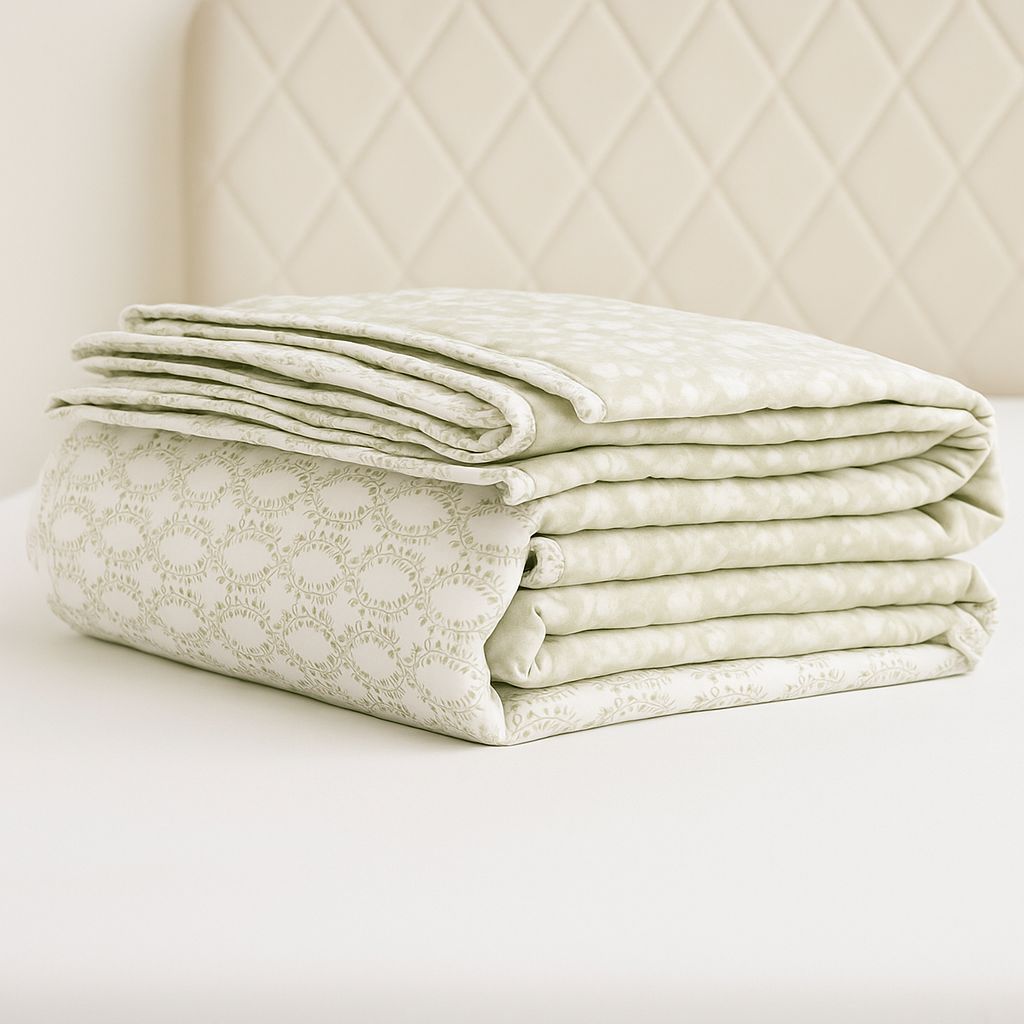 Cotton Dohar with Two Side Floral Prints-Aaroha Living