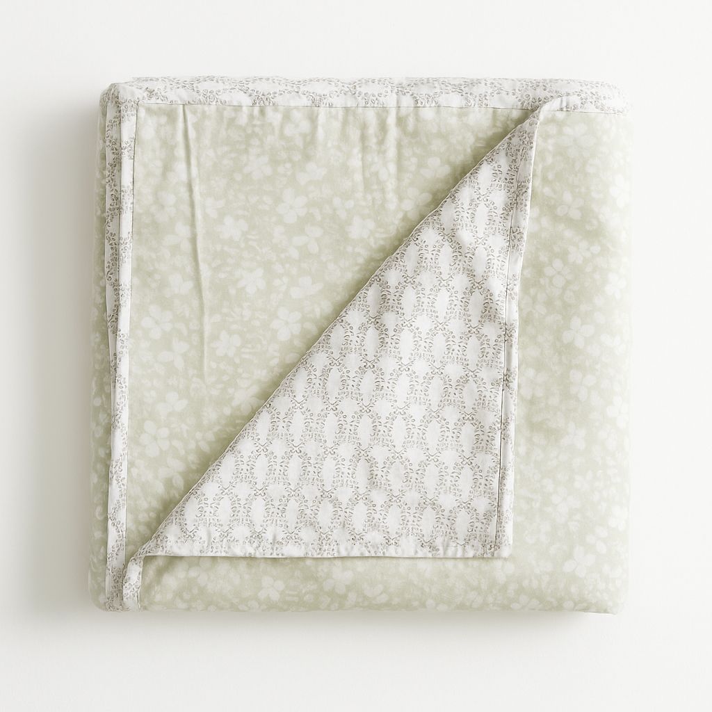 Cotton Dohar with Two Side Floral Prints-Aaroha Living