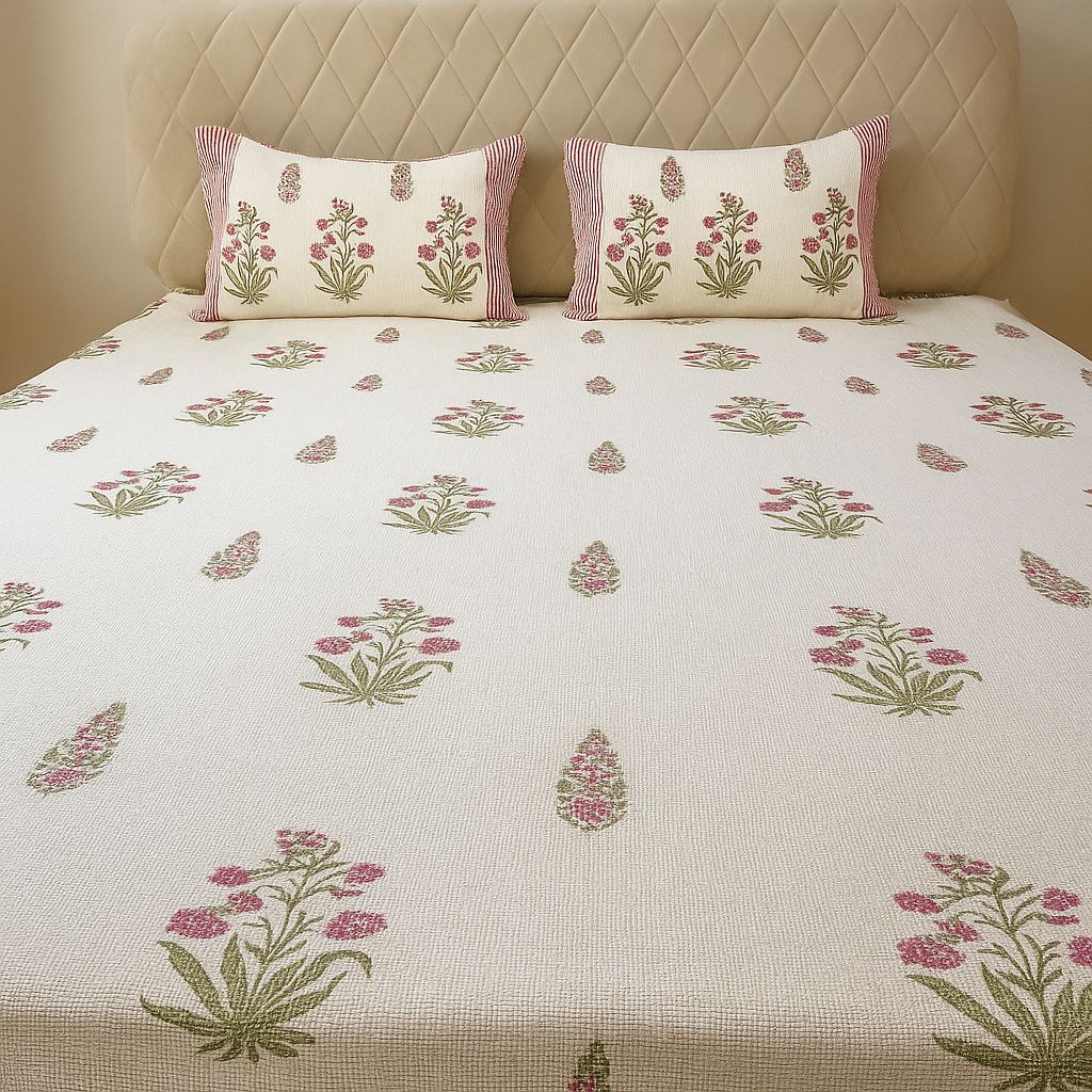 Bageecha Slub Cotton Bedcover-Aaroha Living