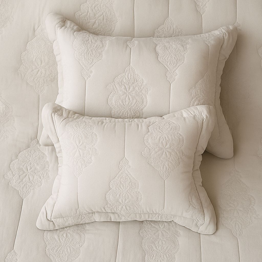 Embroidered Flower Bedcover-Aaroha Living