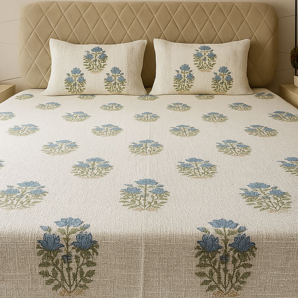 Bageecha Slub Cotton Bedcover-Aaroha Living