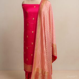 Silk Satin Golden Zari Unstitched Suit