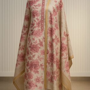Chanderi Floral Printed Unstitched Suit Set